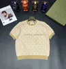 Designer Women's Sweaters 2024 Spring/Summer New Short sleeved Double G Letter Gold Jacquard Woolen Velvet Yarn with Fine and Soft Texture, Classic Casual Knitted tops