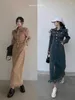 Casual Dresses GkyocQ Korean Chic Women Dress Vintage Denim Turn Down Collar Lace Up Long Sleeve Slim Niche Design Female Vestidos