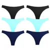 Женские трусики Женские Троубридж 6pcs/SET шелк Satin Satin Seamless Thongs Y-нижнее белье.