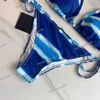 Cel Designer Two Piece Bathing Suit Set Stripe Letter Mönster strandkläder Kvinnan Baddräkter Spa Pool Party Halter Badkläderstrand Underkläder Kuddar Tryck upp baddräkt