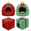 Cat Beds Furniture Christmas Dog Cat Bed House Christmas Tree Shape Pet Cat Home Warm Sleeping Nest Dog Cat Soft Warm Removable Kennel Pet Supplies