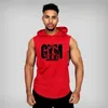 Muscleguys Gym Clothing Mens Bodybuilding Hooded Tank Top Cotton Sleeveless Vest Sweatshirt Fitness Workout Sportswear Tops Male 240409