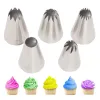 5st stora metallkaka krämdekorationstips Ställ bakverk Rostfritt stål Piping Ising Munstycken Cupcake Head Dessert Decorators