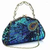 Abendtaschen Vintage Peacock Style Frauen Pailletten Kupplungsbeutel Kette Schulter Bolsas Mujer für Bankett Hochzeitsfeier Ankunft