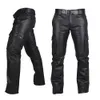 Pantalon de cuir noir pour hommes 6 poches Bikers Bikers Pantalons Pantalon de qualité supérieure