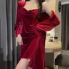 Home Clothing Velour Robe Gown Set Woman Sleepwear Nightdress Nightgown Spring Lace Kimono Bathrobe Suit Casual Female Loungewear