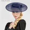 Breite Krempeln Hüte Eimerhüte FS Big Black Wide Brim Hats Faszinatoren für Frauen Kirche HATE Elegante weiße Kentucky Lady Bow Hochzeitsfeier Kleid Fedoras Y240409