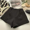 Elegant Suit Shorts Women Solid High Waist Wide Leg Office Lady Korean Fashion Black White Simple All Match Short Pants 240409