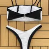 Swimwear féminin élégant noir blanc bikini patchwork de maillot de bain conception de deux pièces en deux pièces de plage de plage bikinis de baignade en string 2024