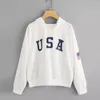 Женские толстые капюшоны USA Пултеры с флагом буквы