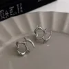 Stud Earrings Y2K Irregular Liquid For Women Silver Color Hip-Hop Punk Fashion Geometric Earring Clip Girl 2024 Trendy Party Jewelry