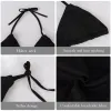 Nuovo costume da bagno 2024 Trend Summer Sexy String Bikini Set da bagno a due pezzi Solido Colore Bra per Thong Ladies Bamingo