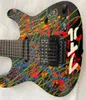 Sklep niestandardowy Jack Son PC1 Podpisano 30. rocznicę Phil Collen Splatter Ręcznie Malowany gitara elektryczna Floyd Rose Tremolo Bridge BLAC6448893