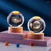 التماثيل الزخرفية 1pc 3D Crystal Ball Light Legh مع قاعدة 6 سم دافئة امدادات طاقة USB كنموذج عيد ميلاد سطح المكتب Decorati