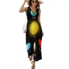 Повседневные платья Солнечные системы платья пляж Макси Корейская мода Богемия Лонг высокий дизайн талии негабаритный