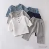 Set di abbigliamento 2 pezzi primavera estate set di vestiti per bambini 0-4y bambini t-shirt a maniche lunghe in cotone biologico + pantaloni sciolti abiti per bambini