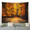 Autumn Forest Orange Tapestry bela paisagem Luz solar de parede boêmia pendurada tapeçarias de tons de fundo hippie de fundo