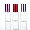 Opslagflessen 6 stks heldere glazen etherische olieroller met ballen parfums lipbalsems rollen op 5 ml