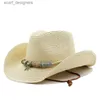 Chapéus de balde largura chapéus de balde boêmio chapéu de sol para mulheres chapéus de praia dobrável senhoras de verão chapéus de palha brancos chapéu de viagem de viagem UV Chapéu de cowboy y240409