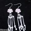 Boucles d'oreilles en peluche Hermosa Fashion Pink Five Flower High Quality Drop pour femmes bijoux