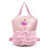 Scene Wear Girls Ballet Tutu Dance Storage ryggsäck Kids Dancing Brodery Duffel Bag Mönster Lace Edge Ballerina Daypack School Han