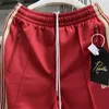 Herrbyxor smala nålar Sweatpants Poly Smooth Red Track Stripe Butterfly Trousers