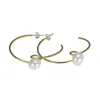 Hoop Earrings Real Sterling Silver 925 Earring With Natural Baroque Pearl Circle For Women Ladies Fine Jewelry