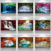 Colorful Natural Scenery Waterfall Tree Sunshine Landscape Posters and Prints Canvas Painting Wall Art Pictures Room Home Decor