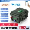 LifePo4 Battery 12V 100Ah 120Ah 140Ah Bluetooth BMS 12.8V Solar Lithium Battery 6000+ Cycli PD USB 3.0-IP65 Geen belasting