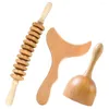 Dekorativa blommor Massage Stick Back Head Massager Body Tool Wood Sculpting Tools Roller Manual Neck Full