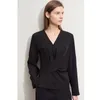 Blouses des femmes Amii minimalisme 2024 Femmes Blouse Tempérament de banlieue de printemps V-cou croix en mousseline de soie