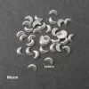 Dekorationer hartshjärtmåne nagelkonstdekoration platt baksida Pearlescent vit blandad storlek 3D manikyrtillbehör 100/200 st