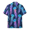 Chemises décontractées pour hommes Fashion T-shirts d'été Hawaiian Jellyfish 3D Imprimé confortable avec bouton à manches courtes surdimensionnées surdimensionnées