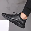 Botlar Erkekler Sıradan Shuoes Deri Pu Siyah Bahar Erkek Ayakkabı Somunları Yumuşak Alt Dantel Yukarı Açık Business Spor ayakkabılar erkekler için ayakkabılar