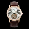 RMS MONTRE de Luxe Men Watches Tourbillon Manual Mechanical Bewegingsbeweging stalen kast lederen riem luxe horloge polshorloges Relojes waterdicht