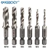 Ny Tap Drill Bit Set Hex Shank Titanium Plated HSS Skruvtråd Bit Skruvmaskin Compound Tap M3 M4 M5 M6 M8 M10 Handverktyg