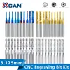 XCAN End Mill Engraving Bits Set 40pcs Nano Blue Coated CNC Router Bits Cutting Milling Cutter 1/8" Shank Carbide Milling Tools