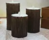 Moving Wick Dancing Flame LED Pine Bark Effect Candle Light Battery Operate Paraffin Wax Wedding Bar Home Party Decoration-Amber