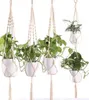 Handgjorda hängande korgar Flowerpot Plant Holder Plant Hanger inomhusvägg hängande planterväxter hållare korg8785054