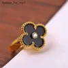 VanClef Ring Brand Luxury Clover Designer Chinese Ring 18K Gold Green White Red Black Stone Charm Diamond Emotion Finger Finger Accame Ring Smycken 9093