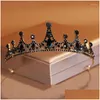 Clips de cheveux Barrettes Princesse Tiara Crown For Girls Women Party Party Bridal Accessoires accessoires Green Black Crystal d'anniversaire Mujer Dhg4o