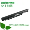 バッテリーCP NEW LAPTOP BATTERY A41K56 15V/2950MAH/444WH FOR K46 K46C K46CA K46CM K56 K56CA K56CM S46C S56C R505CA A31K56 A32K56 A42K566CA