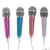 Microphones 3.5mm Stereo Studio Mic KTV Karaoke Mini Microphone With Earphones/Stand Mount 240408