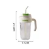 Bottiglie d'acqua di cannuccia di plastica con tazza di plastica di grande capacità semplice con manico succo di frutta trasparente Drink per ragazze 240409