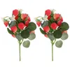 Party Decoration Lifelike Strawberry Stem Simulation Bouquet Fake Flowers Artificial Plant Ornaments