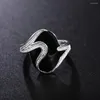Кластерные кольца 925 Стерлинговое серебро для женщин дикая черная овальная вечеринка моды подарки девочка студент шарм свадебные украшения