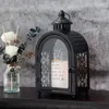 Porta di candele Porta vintage Lanterne decorative Memoriale di lanterna appesa al ferro nero retrò con matrimoni decorazioni per la casa