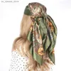 Scarves Silk Scarf Woman Headband Birthday Party Headscarf Foulard Femme Luxe Marque Bandana Hair Band Accessories 90*90cm Hoofddoek240409