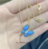 Hoogwaardige designer ketting Vancleff voor vrouwen hoge versie turquoise vlinder ketting nieuwe streaming sleutelbeen ketting origineel 1: 1 met echt logo