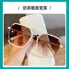 2024 Óculos de sol mais vendidos para mulheres com óculos de molduras grandes de metal Versão coreana Mudança gradualmente de cor para UV Óculos de sol resistentes a UV